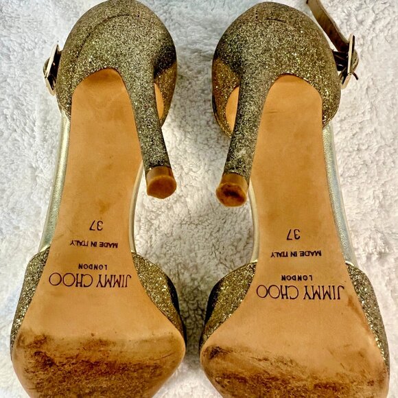 Jimmy Choo Annie 85 Glitter Sandals - Picture 6 of 9